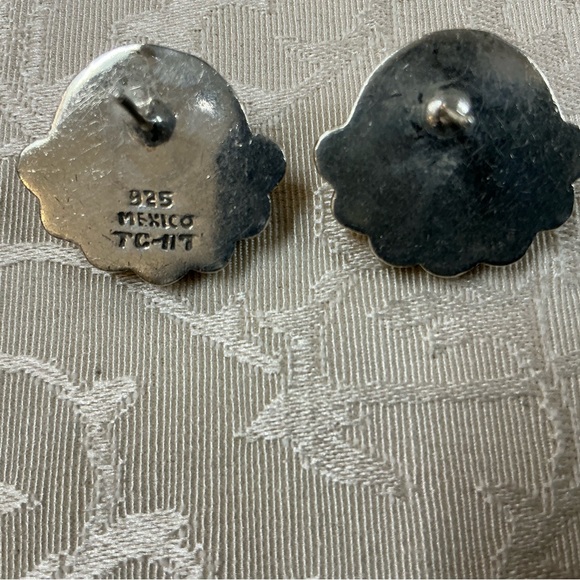 Vintage TAXCO Sterling silver post earrings Mexico TC-117 dome handmade signed - Picture 4 of 5